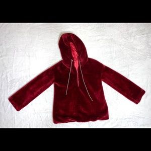 Red Fuzzy Pullover Sweatshirt